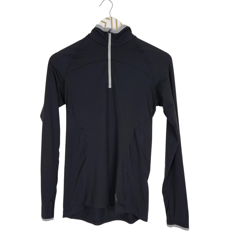 EDDIE BAUER First Ascent Pullover Shirt Womens Small Black Quarter Zip Stretch